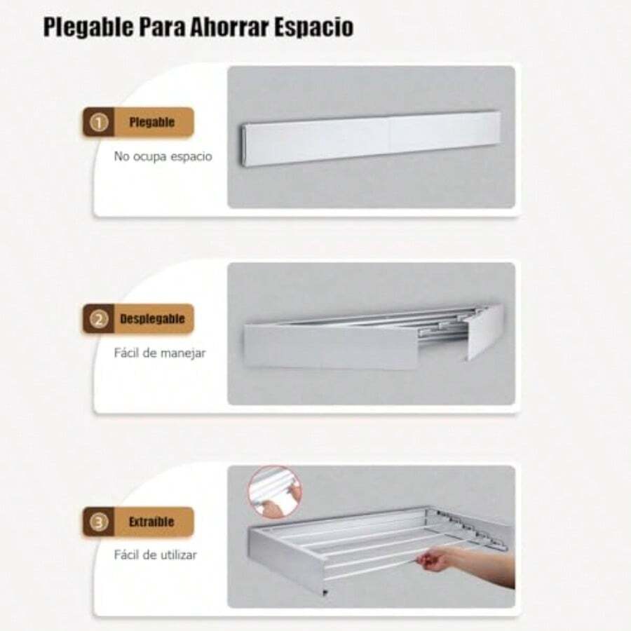 Tendedero de ropa plegable de acero inoxidable ideal para secado en interiores y exteriores para colgar ropa longitud 100cm - Negro - 80cm - Ver 1