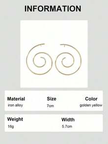 1 Set Of 2 Elegant Geometric Metal Earrings - Yellow Gold - View 6