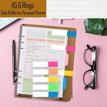 Rancco A5 Planner Inserts Daily Refills, 90 Pages Colorful 6-Ring Loose-Leaf Binder Planner Inserts W/Divider, PVC Pouch, Ruler, Index Tab For Journal, Filofax, Double-Sided, Undated,8.3x5.6\ - DailyPlannerRefills - View 5