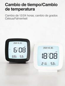 1 despertador LED multifuncional, bonito despertador para estudiantes, despertador electrónico con pantalla LED digital USB, muestra temperatura, fecha y formato de 12/24 horas. Decoración del hogar, decoración de dormitorios (pilas no incluidas), regalo para decorar habitaciones, reloj digital de cumpleaños o graduación, decoración de dormitorios, decoración de vuelta al cole, sorpresa escolar, material escolar. - 1PC - Ver 8