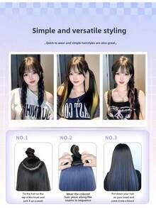 20 Inch 1-Piece 4-Clip Multi-Color Vibrant Bright Long Straight Synthetic Fiber Wig For Music Festival Halloween Party - Multicolor - View 10