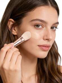 1支柔软舌形粉底刷，轻松打造无痕妆容，专业化妆师推荐 - 杏色 - 查看 7