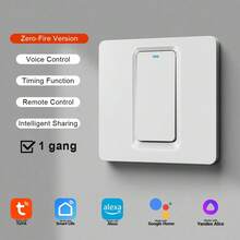 1 PC EU Standard Smart Switch Requires Neutral Wire, DS-102 High Power 600W/Gang WiFi & Bluetooth Wall Switch With Split Quick Mount Design, 1/2/3/4 Gang White PC Panel, Works With Alexa Yandex Alice Tuya Smart Life, APP Remote Voice Control Timer For Home Hotel Lighting - 彩色 - 查看 14