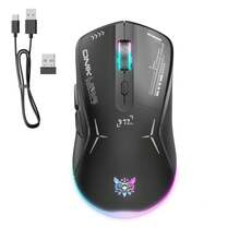 ONIKUMA CW917 无线游戏鼠标，双模有线/无线 RGB 背光，多档速度调节，符合人体工学设计，适用于台式机和笔记本电脑的通用游戏鼠标，支持 USB 2.4G 无线功能 - 黑色 - 查看 6