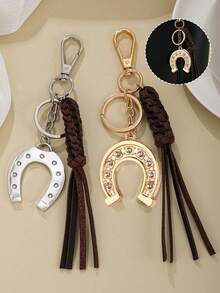 Western Cowboy Style Key Chain,Horseshoe Keychain,Charm Horse, Funny Keychain, Vintage Keychain, Keychain Decoration, Cool Keychain, Holiday Gift, Stylish Key Ring For Car Keys,Fashionable And Minimalist Lucky Charm Horseshoe Golden Keychain Creative Small Gift Horse Hoof Ornament Pendant - 均碼 - 查看 2