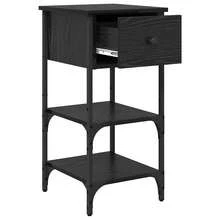 vidaXL Nachttisch Schwarz Eichen-Optik 33,5 X 36 X 70 Cm - Black - View 5