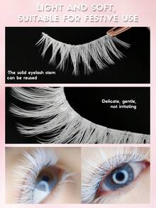 aHoneya 2 Pairs White False Eyelashes, Wedding False Eyelashes, White Party False Eyelashes, Suitable For Costume Parties, Reusable - White - View 5