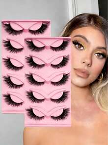 1/3/6pcs Long Cat Eye False Eyelashes, Natural, Thin, Extended, Thick Dramatic False Lashes For Charming Makeup, Reusable Strip Lashes - Natural Lashes - View 6