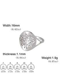 1Pc Fashionable Stainless Steel Hollow Keluar Dekorasi Pohon Cincin untuk Wanita untuk Dekorasi Harian - Perak - View 8