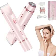 2025 Womens Shaver Dual-Head Bikini Trimmer For Women 2-In-1 Women's Body Shaver USB Charge Waterproof Painless Electric Razors For Silk Skin (Pink/Purple/Black/Blue) - Hồng - Xem 1