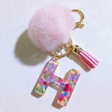 1个字母首字母钥匙扣，可爱毛绒球钥匙圈，可挂在包包、背包、汽车上，是送给女性和女孩的绝佳礼物。亮片树脂钥匙扣，钱包和手提包配饰，带流苏钥匙圈，字母首字母A-Y，适合学生使用。 - 粉色 - 查看 17
