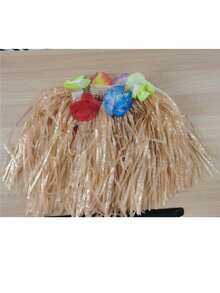 30-60厘米鲜艳热带夏威夷草裙 - 多色编织草裙，饰有花卉图案，是生日派对和化装舞会的理想之选 - 耐用塑料材质，无需电源，趣味十足的夏威夷派对装饰 - 彩色 - 查看 7