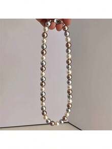 1pc Elegant Freshwater Pearl Necklace - Mixed Candy Color Luxury Women's Clavicle Chain Suitable For Daily Wear And Gifting - Màu xanh da trời - Xem 6