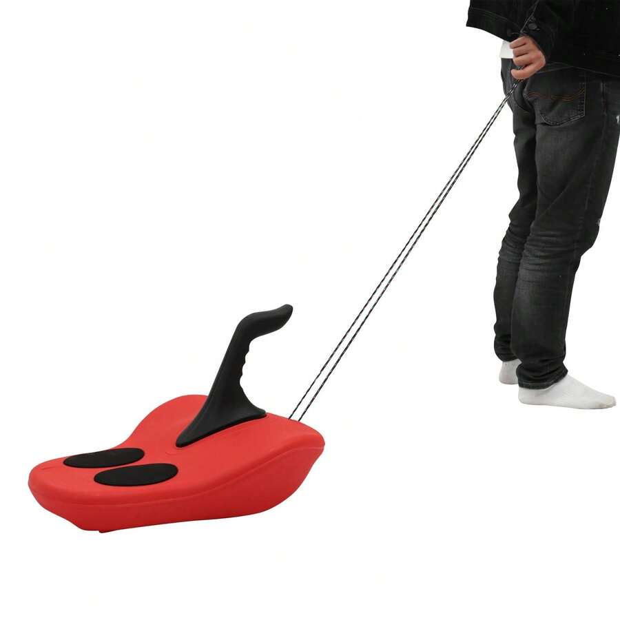 LYNICESHOP Snow Sled With Handles Red Winter Sled For Kids And Adults Durable Plastic Toboggan For Snowy Hills Backyard Sledding And Outdoor Winter Fun Holiday Gift (US Stock) Faster Delivery - Default - View 1
