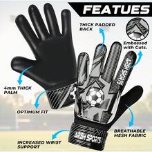 Guantes de portero de fútbol para niños, guantes de portero para jóvenes y niñas, palma de látex de 4 mm, antideslizante, protección de doble muñeca - Negro-Rojo - Ver 7