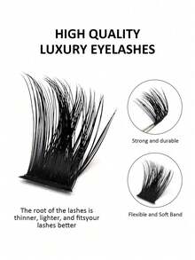 120-Piece Slim Individual Lash Clusters For A Natural Look, Eye Lash Curl D-Shaped Curl, Volumizing, DIY Lash Extensions For Salon-Grade Volume And Length - Easy To Apply, Reusable And Comfortable Lash Clusters, Lashes>Cluster Lashes - Black - View 5