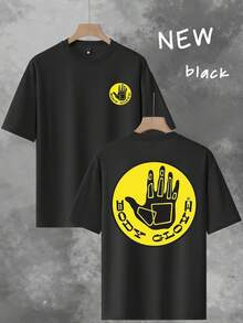 Body Glove Print Casual Men's Tee - Loose Crew Neck Short Sleeve, Stylish Gift For Casual Wear - 白色 - 查看 1