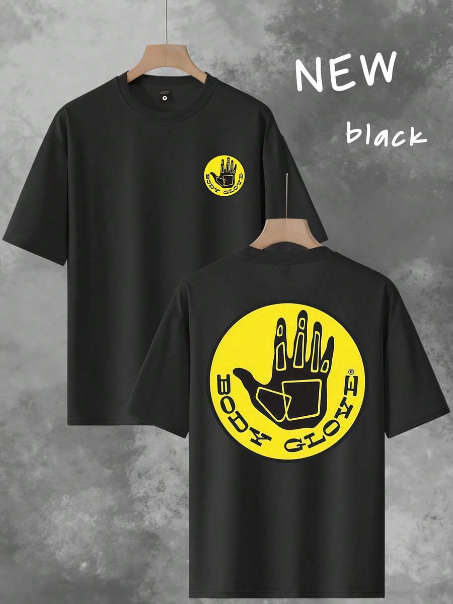 Body Glove Print Casual Men's Tee - Loose Crew Neck Short Sleeve, Stylish Gift For Casual Wear - 白色 - 查看 1