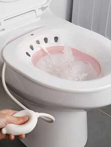 1pc Foldable Portable Postpartum Sitz Bath Tub, Suitable For Postpartum Mothers, New Moms, Pregnant Women, Can Relieve Hemorrhoids, Perineal Cleaning And Postpartum Recovery, Daily Bathroom Accessory, Reusable Travel Sitz Bath, Valentine's Day Gift For Her, Bathroom Supplies - Pink - View 3