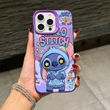 Disney Lilo & Stitch Graffiti Style Phone Case Collection, Premium IMD Printed Cover With Hoodie Stitch Design, Color-Matched Camera Frame, Shockproof Bumper And Matte Anti-Fingerprint Finish For IPhone 17, 16, 15, 14, 13, 12, And 11 Pro Models, With Shockproof Protection. Perfect For Gifts To Family, Friends, Birthdays, And Special Occasions. - 紫色 - 查看 2