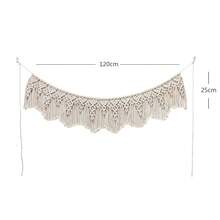 1 pieza Colgante de pared de macramé, tapiz de arte de fibra de estilo bohemio, decoración de pared con flecos, tejido a mano para sala de estar, dormitorio, cabecera - Blanco - Ver 13