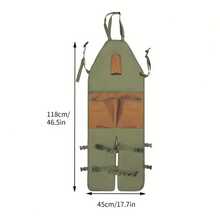 1 Stück strapazierfähige Oxford-Stoff Garten-Schürze mit Beinschutz, mehrfarbiges Taschen-Design, geeignet für Rasenpflege & Gartenwerkzeuge - Farbblockierung - Übersicht 3