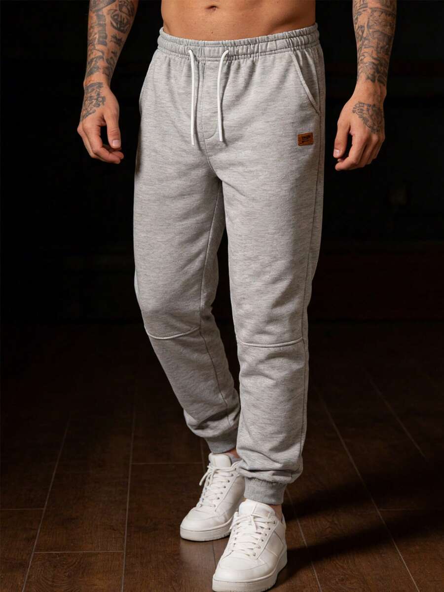 1pc Men's Casual Sweatpants, Sports Jogger Pants, All Season - Light Grey - View 1