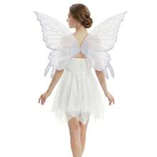 1 đôi cánh bướm màu xanh lá cây Fairycore, cánh thiên thần trong suốt lấp lánh cho Halloween, lễ hội, tiệc rave, đạo cụ chụp ảnh, cánh tiên cho bé gái và phụ nữ, cánh bướm bằng vải organza lấp lánh với dây đeo co giãn, cánh thiên thần trong suốt cho trang phục Halloween, cosplay, tiệc sinh nhật, hóa trang, đạo cụ chụp ảnh. - Bạc - Xem 8