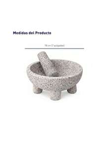Molcajete Tradicional para Cocina Mexicana de Piedra Volcánica, Ideal para Salsas y Guacamole. Bluelander - Gris - Ver 4