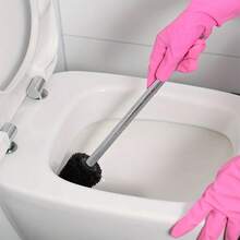 一套带不锈钢手柄、耐用硬毛的马桶刷，适用于浴室清洁，白色/黑色 - 彩色 - 查看 8