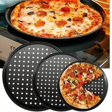 Bộ 1/4 khay nướng pizza bằng thép carbon có lỗ thông hơi, phù hợp cho cả người nấu ăn nghiệp dư và thợ làm bánh chuyên nghiệp. - Nhiều màu - Xem 2