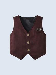 BOARNSEORL 3pcs Young Boys Gentleman Outfit - White Shirt, Bow Tie, Burgundy Vest & Pants, Suitable For Birthday, Christmas, New Year Party, Wedding, Anniversary - Burgundy - View 6