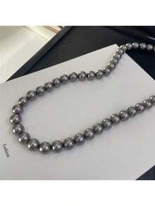 1pc Elegant Freshwater Pearl Necklace - Mixed Candy Color Luxury Women's Clavicle Chain Suitable For Daily Wear And Gifting - Grey - 查看 1