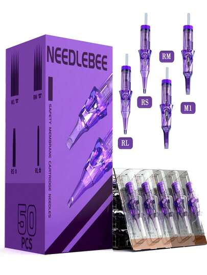 Set de 50 agujas para tatuajes, disponible en varios tamaños, agujas de acero inoxidable profesionales, paquetes mixtos de RL, RM, RS, M1, cartuchos de tinta para tatuajes desechables, suministros esenciales para tatuajes, regalo perfecto. Tatuaje profesional, aplicación de tinta, flujo de tinta suave, agujas de precisión, materiales de alta calidad, agujas resistentes a la oxidación, agujas para colorear, agujas Magna, estudio de tatuajes, tinta profesional.