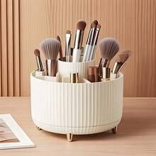 360 Degree Rotating Makeup Brush Holder, With 4 Golden Stands, Can Store Eyeshadow, Lipstick And Makeup Brushes, Suitable For Room, Home, Bedroom, Dorm, Bathroom And Desk Decor, Unique Gift, Travel Essential, Valentine's Day Gift, Makeup Room Decor - Multicolor - View 5