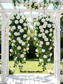 1pc Artificial Hanging Rose Decor | Bohemian Style Plastic Rose Garland Suitable For Wall, Patio, Room, Garden, Wedding And Spring Decoration, Suitable For Easter, St. Patrick's Day, Valentine's Day - Multicolor - View 2