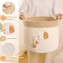 zxxGrandes cestas de manta para racion de sala Cestas de almacenamiento de etes de cuerda de algo teida Organizador de etes para perros Cesto de lavanderia para la guarderiaorganizador de juguetes - Jirafa grande - Ver 7