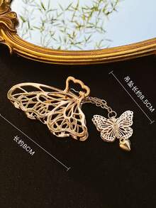1 chiếc kẹp tóc hình bướm tua rua bằng kim loại, mặt dây chuyền hình trái tim, kẹp tóc hình bướm rỗng bằng kim loại, phụ kiện tóc thời trang cỡ lớn dành cho nữ. - Nhiều màu - Xem 6