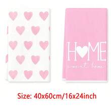 2条/4条粉色心形厨房毛巾，母亲节礼物，心形和“HOME Sweet HOME”图案设计，浪漫风格厨房毛巾，浴室毛巾，家居装饰毛巾，适合婚礼、周年纪念、情侣、爱情主题等场合，柔软毛巾 - 彩色 - 查看 16