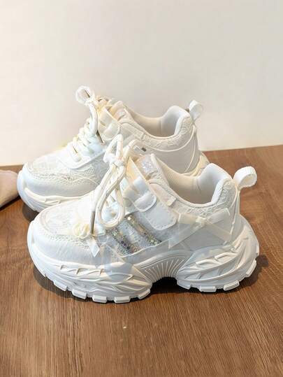 Botas para niñas, nueva versión de invierno, para niños de talla media y grande, botas de punta redonda plana, botas de motocicleta, botas de cuero hasta la rodilla con cordones