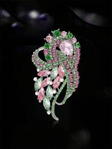 奢华水晶胸针，男女皆宜的优雅玻璃花朵翻领别针，婚礼/派对礼服配饰，聚会徽章礼物 - 大號玻璃(0957) - 查看 2