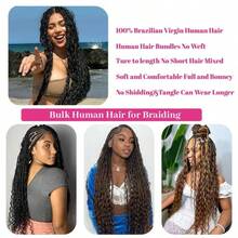 Braiding Hair Deep Wave Human Hair Bulk Deep Wave Human Braiding Hair 16 Inch Deep Wave Bulk Human Braiding Hair For Boho Braids Human Hair 45g Deep Wave Curly Human Hair - S2 - 查看 9