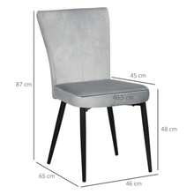 Set Of 4 Dining Chairs, Kitchen Chairs With Backrest, Grey Velvet-Look Upholstery, Sturdy Steel Frame, 46 X 65 X 87 Cm - 灰色 - 查看 3