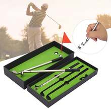 Mini Desk Games Box Green Driving Range with Golf Club Pens Balls Flag Gift Desktop Decor - Juego de juguetes de golf para escritorio - Ver 7