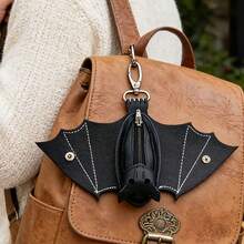 Handmade Gothic Style Bat Wing Coin Purse - Hand-Sewn Bat Wallet With Zipper Coin Pouch And Keychain, Suitable For Bags And Belts - Fashion Accessory - Multicolor - View 10