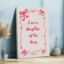 1 pza Póster "I am a daughter of the most high King", inspiracional, decoración de Pascua, cuadro de madera, póster vintage - Minimalista, moderno, estilo tipográfico, regalo ideal, decoración para sala, dormitorio u oficina, incluye herrajes - Vertical - Lienzo enmarcado - Ver 2