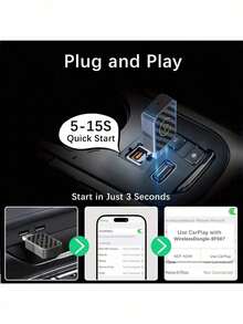 二合一无线安卓车载系统适配器 - 兼容 USB-C/PD 协议，即插即用，低延迟，支持无线连接，USB-C (5V) 接口，兼容 iOS 10+ 和安卓 11+ 系统，车载接收器，适用于智能手机和汽车，无线适配器带来无缝车载娱乐体验，无需连接线，设置简单，增强音频输出 - A - 查看 5