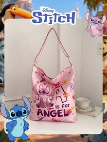 Disney Authorized Stitch Pattern Handbag, Cute Oversized Stitch Shoulder Bag, Cartoon Print Casual Tote Bag, Adjustable Strap, Lightweight Handbag, Suitable For Women/Girls Shopping/Daily Use/Fashion Accessory/Ramadan - Multicolor - View 14