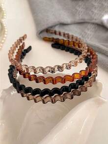 四件套简约纹理波浪发箍，女士高顶洗脸发箍，多功能发饰，气质发箍 - 彩色 - 查看 2