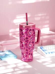 Meoky 40oz Tumbler with Handle and Straw, Insulated Cup, Vacuum Insulated Water Bottle, Tumbler with Lid and Straw, Insulated Stainless Steel Travel Mug, 100% Leak-proof, Keeps Cold for 34 Hours or Hot for 10 Hours - 粉色 - 查看 2